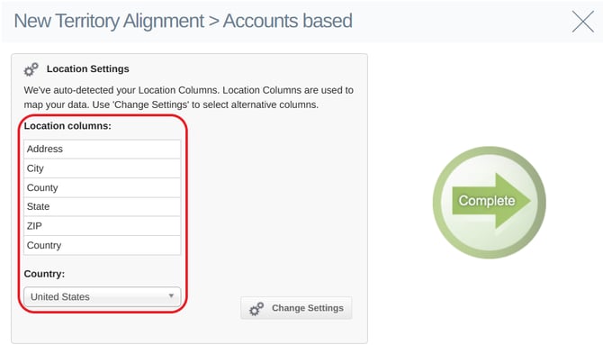 Location settings highlighted